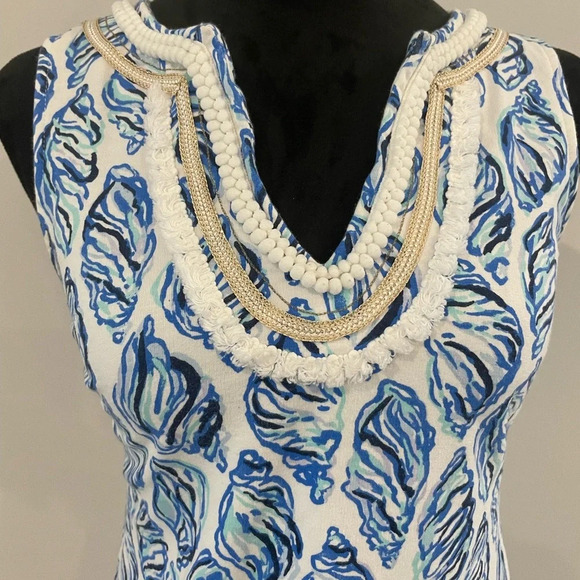Lilly Pulitzer Harper Shift Conch Shell Pattern tropical blue Dress size XS - Picture 4 of 9